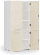 Kancelárska policová skriňa PRIMO WHITE, polené dvere, 800 x 500 x 1781 mm, biela/breza
