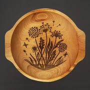 AMADEA Drevená miska kvety - púpavy, masívne drevo, 24 cm