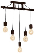 Závesné svietidlo Jack 5, tmavohnedé drevené telo svietidla