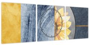Obraz - Tvary a kvet (s hodinami) (90x30 cm)