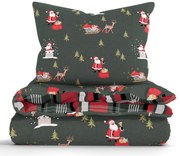 Vianočné predĺžené bavlnené obliečky Renforcé - Polárny sen zelené