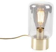 Dizajnová stolová lampa mosadz so sklom s dymovým efektom - Bliss Cute