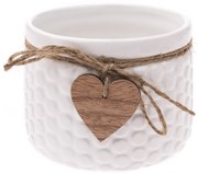 Keramický obal na kvetináč Heart, biela, 12,5 x 9,5 cm