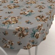Biante Bavlnený oválny obrus Sandra SA-622 Hnedé orchidey na sivom 50x100 cm