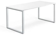 Kancelársky pracovný stôl QBUS, O-rám, 1600x800 mm, biela/strieborná
