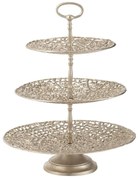 Champagne dekoračný 3-poschodový etažér Coral Cake - Ø 45*60 cm