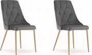 Set 2 stoličiek IMOLA - sivý zamat / nohy vo farbe dreva