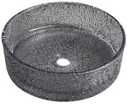 Sapho Sapho, ERSEL gravírované sklenené umývadlo na dosku priemer 39,5cm, čierna, TY323B