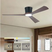 ZEVENTI - LED stropný ventilátor AUREX LED/24W/230V Wi-Fi Tuya čierna/orech + diaľkový ovládač
