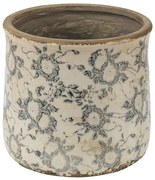 Keramický obal na kvetináč so šedými kvetmi Filon French L - Ø 17*16 cm