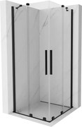 Mexen Velar Duo, sprchový kút s posuvnými dverami 100(dvere) x 100(dvere) cm, 8mm číre sklo, čierny matný profil, 871-100-100-02-70