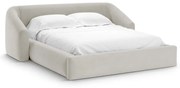 Béžová čalúnená dvojlôžková posteľ s úložným priestorom s roštom 160x200 cm Campi – Cosmopolitan Design
