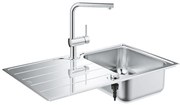 GROHE 31573SD1 -Sada kuchynského drezu K500 s odkvapkávacou plochou a batériou A 86×50 cm nerezová oceľ