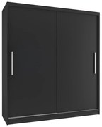 Šatníková skriňa 133 cm Belini čierny mat s posuvnými dverami  SI SZP2/2/B/B/0/AL