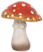 Bielo-červená keramická dekorácia huba Muchotrávka L - 18*17*21 cm