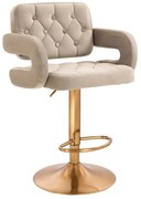 LuxuryForm DESIGN Barová stolička ADRIA VELUR na zlatom tanieri - latte