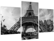 Obraz - Eiffelova veža, čiernobiela (90x60 cm)