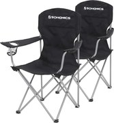 Kempingové stoličky NOMAD, set 2ks, čierna SongmicsHome