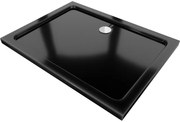 Mexen Slim, obdĺžniková sprchová vanička 100x80x5cm + chrómový sifón, čierna, 40708010