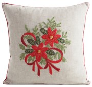 VIANOČNÁ DEKORAČNÁ OBLIEČKA NA VANKÚŠ POINSETTIA 45X45 CM VZOROVANÁ