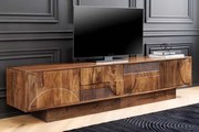Dizajnový 3D stolík pod TV z masívu Art Deco Mango hnedá 200cm