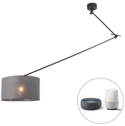 Inteligentné závesné svietidlo čierne s tienidlom tmavosivé 35 cm vrátane Wifi A60 - Blitz