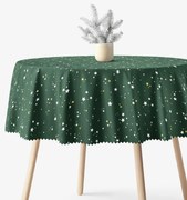 Goldea vianočný okrúhly teflónový obrus - hviezdičky na zelenej Ø 100 cm