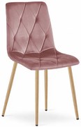 Jedálenská stolička LIBRA zamatová ružová / drevené nohy