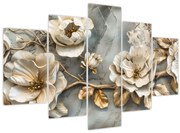 Obraz - Mramorové pozadie s kvetmi (150x105 cm)