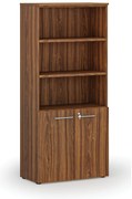 Kombinovaná kancelárska skriňa PRIMO WOOD, dvere na 2 poschodia, 800 x 420 x 1781 mm, orech