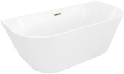 Mexen Oris, voľne stojaca ryhovaná vaňa 150 x 75 cm, biela lesklá, przelew złoty- 52871507500-50