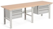 Dielenský stôl Robust so 6 zásuvkami, 2500x800 mm