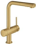 Drezová batéria GROHE Minta s vyťahovacou spŕškou, 2 prúdy kartáčovaný Cool Sunrise 31558GN0