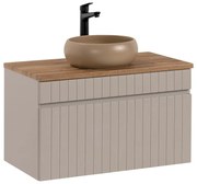 Závěsná skříňka Iconic I s deskou a umyvadlem 80 cm kašmír/dub coast evoke