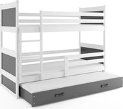 Poschodová posteľ s prístelkou RICO 3 200x90 Biela - Grafitová