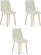 Set troch jedálenských stoličiek LIBRA béžové / hnedé nohy (3 ks)