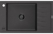 Mexen Elias, granitový drez granitový 795x480x200 mm, 1-komorový, čierna-škvrny s čiernym sifónom, 6511791005-76-B