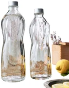 Sklenená fľaša na mlieko/ olej / aviváž, s uzáverom so závitom - 1l AQUA