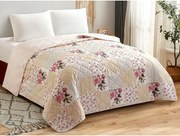 Prehoz na  posteľ Fiori 220x240 cm, kvetinovo ružový%