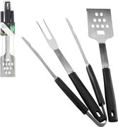 BBQ Meeting SADA 3 GRILOVACÍCH PRÍSLUŠENSTIEV S DREVENOU RÚČKOU ŠPATULA/KLEŠTE/VIDLIČKA *0933