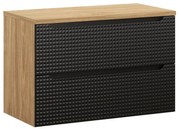 Závěsná skříňka pod umyvadlo Luxor Black I s deskou 90 cm černá/dub olejovaný