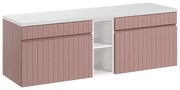 Závěsná skříňka pod umyvadlo Iconic s deskou 140 cm bílá/růžová
