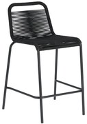 Čierna barová stolička s oceľovou konštrukciou Kave Home Glenville, výška 62 cm