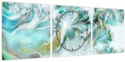 Obraz - Maľba abstraktných vzorov (s hodinami) (90x30 cm)