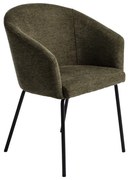 Khaki čalúnené jedálenské kreslo s podrúčkami Easton – Unique Furniture