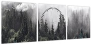 Obraz - Les s ilustrovanými prvkami (s hodinami) (90x30 cm)