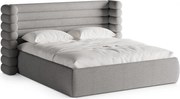 Sivá čalúnená dvojlôžková posteľ s úložným priestorom s roštom 160x200 cm Mount – Micadoni