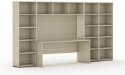 Zostavy knižníc INTEGRO so stolom, nižšie/širšie, 3350 x 700/400 x 1920 mm, dub prírodný