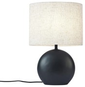 Japandi stolná lampa čierna s ľanovým tienidlom - Timo