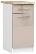 Spodná kuchynská skrinka s doskou OLIWIA S40 SZ1 biela / cappuccino, lesk